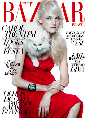 El gato como complemento invernal según Harper's Bazaar Brasil