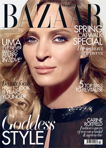 Uma Thurman en su peor portada, la Harper's Bazaar inglesa
