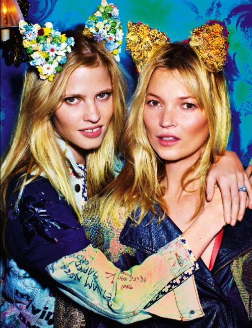 Lara Stone y Kate Moss con un maquillaje muy natural en Love Magazine