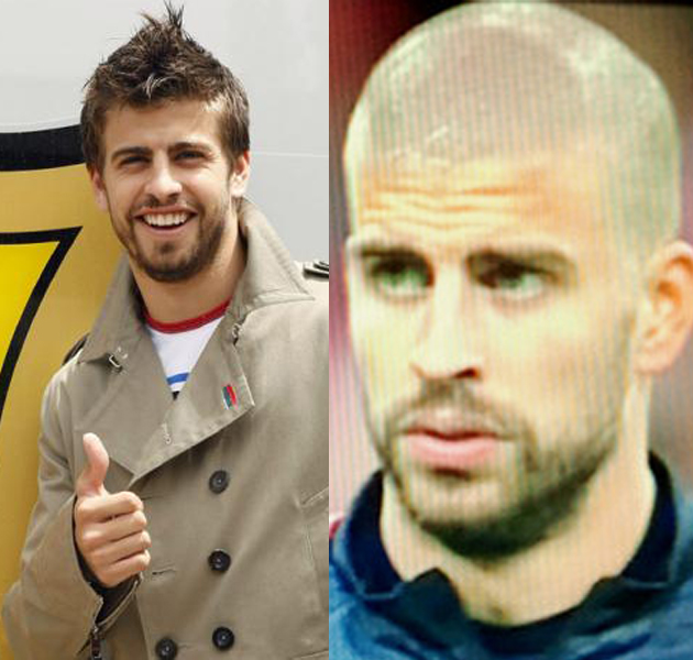 Gerard Piqué sorprendió en el partido ayer con su cabeza rapada 