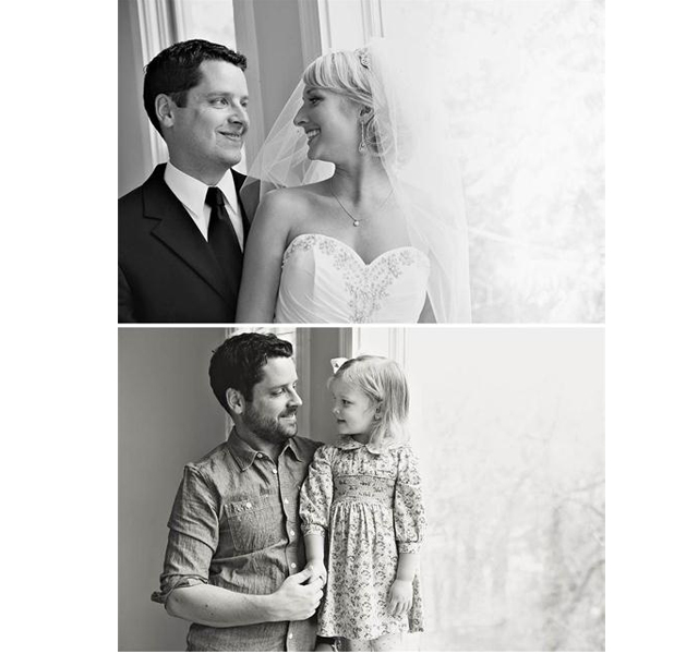 Viudo recrea las fotos de su boda con su hija pequeña