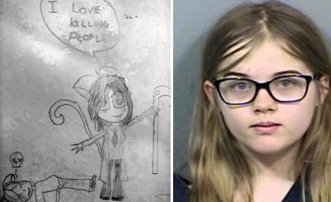 dibujos de una niña asesina