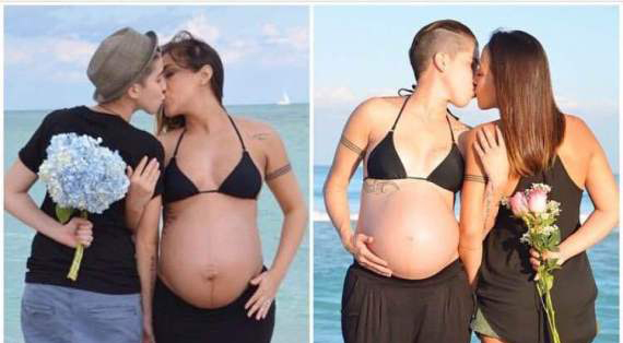 Una pareja de lesbianas comparte las fotos de su embarazo y se hacen viral 