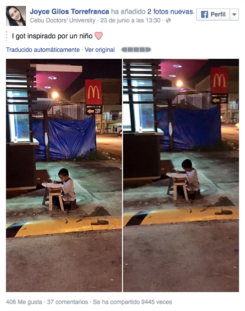 niño que estudia en la calle