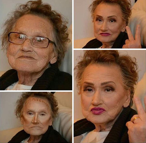 Abuela de 80 años maquillada por su nieta