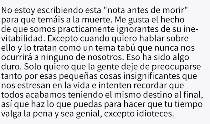 COnsejos de una chica de 27 años antes de morir 