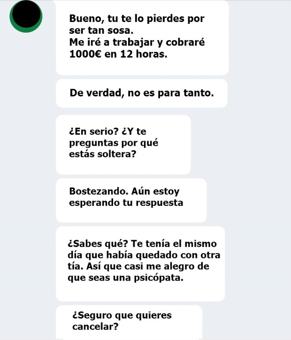 Conversación con un chico de Tinder