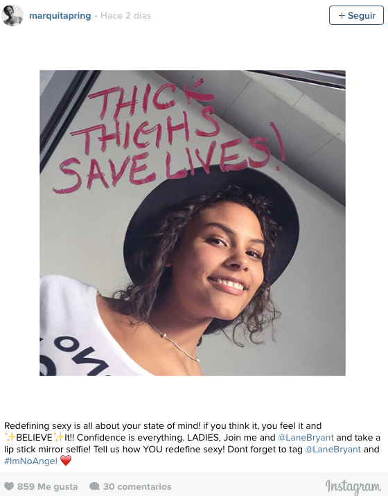 Campaña de Lane Bryant #ImNoAngel