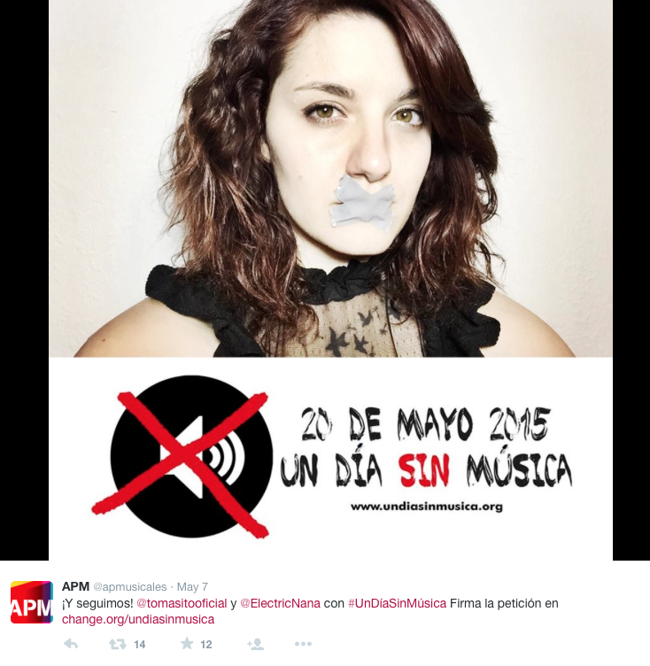 Artistas apoyando el 20-M, 'un día sin música'