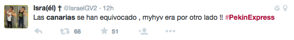Comentarios en Twitter contra las canarias de Pekín Express