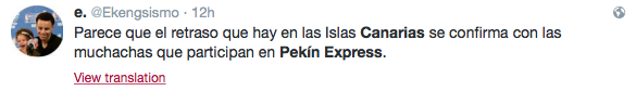Comentarios en Twitter contra las canarias de Pekín Express