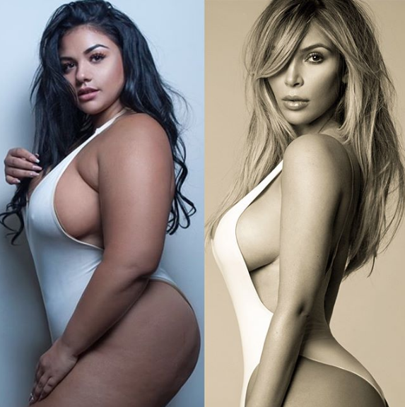 Modelo de tallas grandes posa como Kim Kardashian