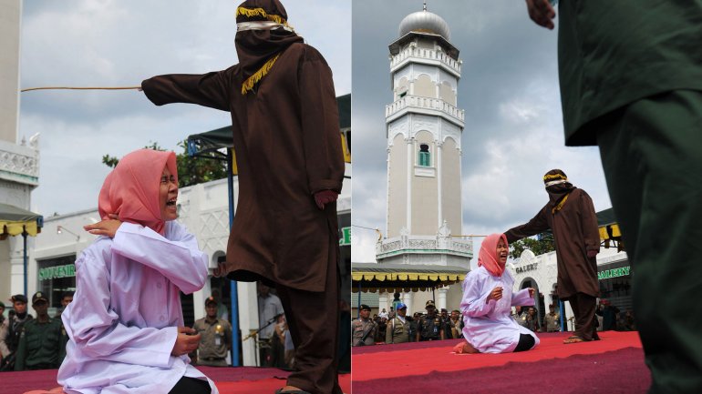 Golpeada en público como castigo 