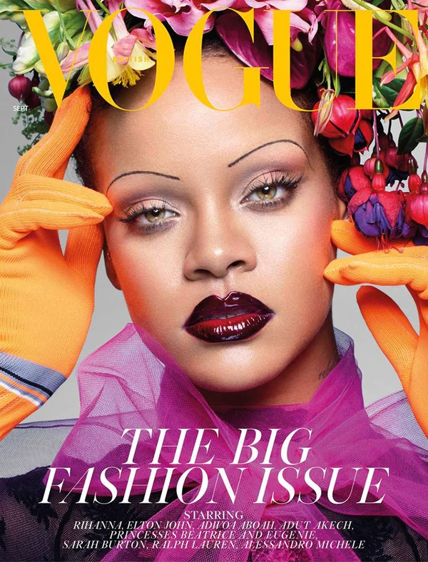 Rihanna en Vogue con las cejas finas