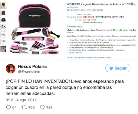 Reacciones en Twitter al kit de herramientas para mujeres de Amazon