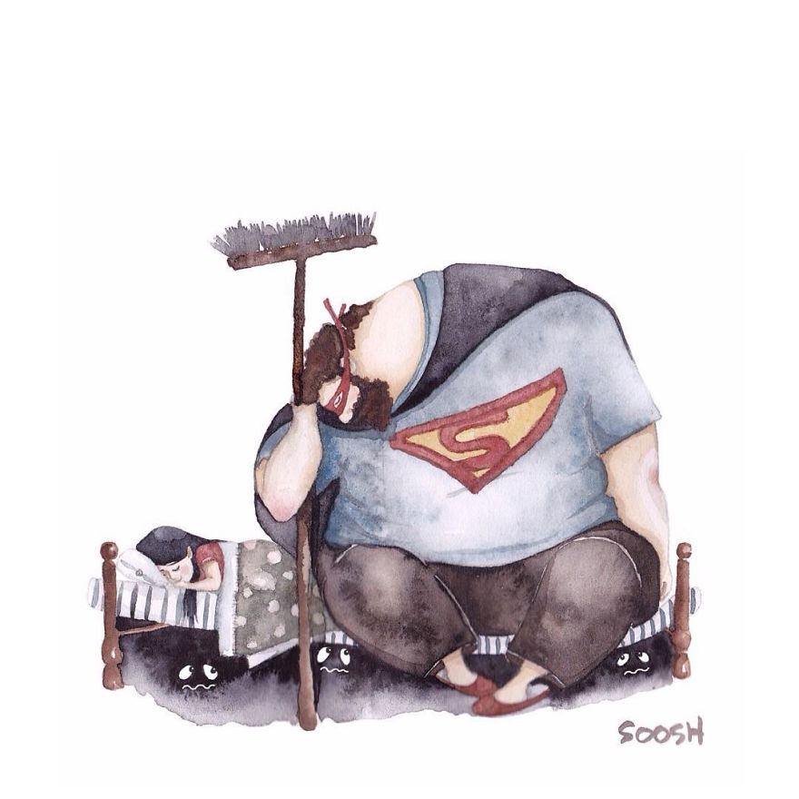 Ilustraciones de padres e hijas 