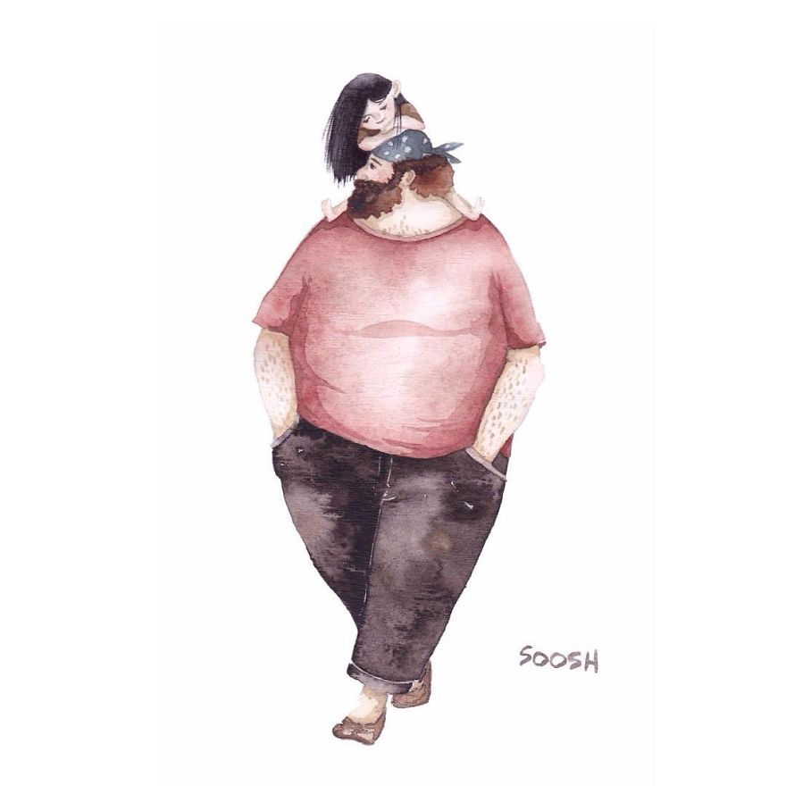 Ilustraciones de padres e hijas 