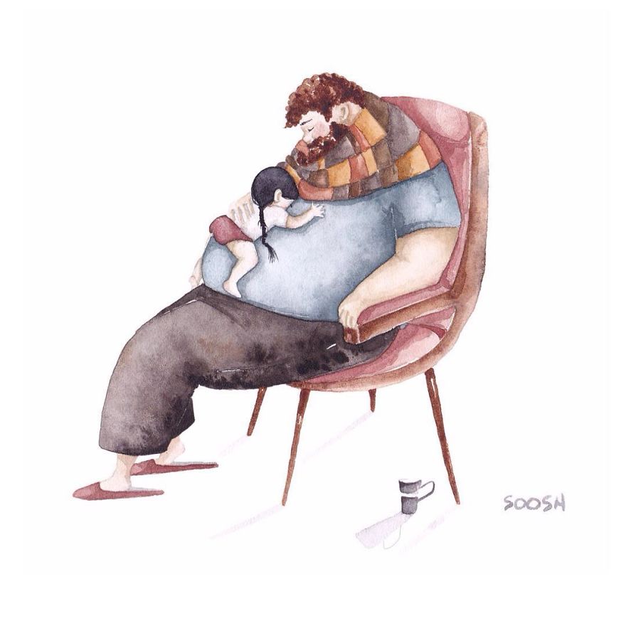 Ilustraciones de padres e hijas 