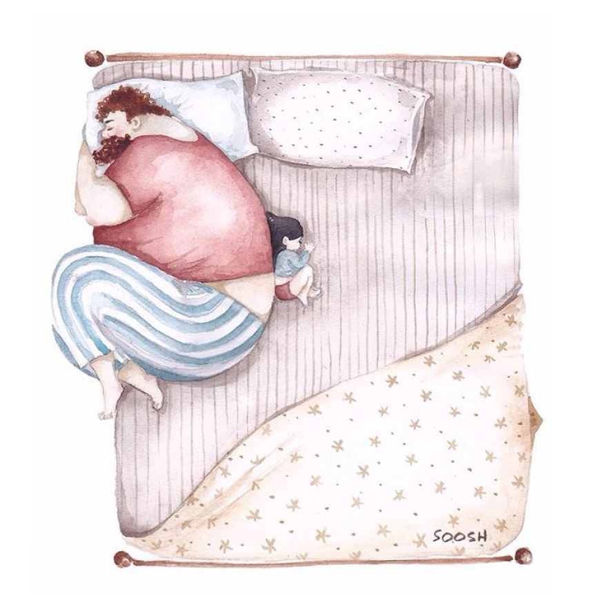 Ilustraciones de padres e hijas 