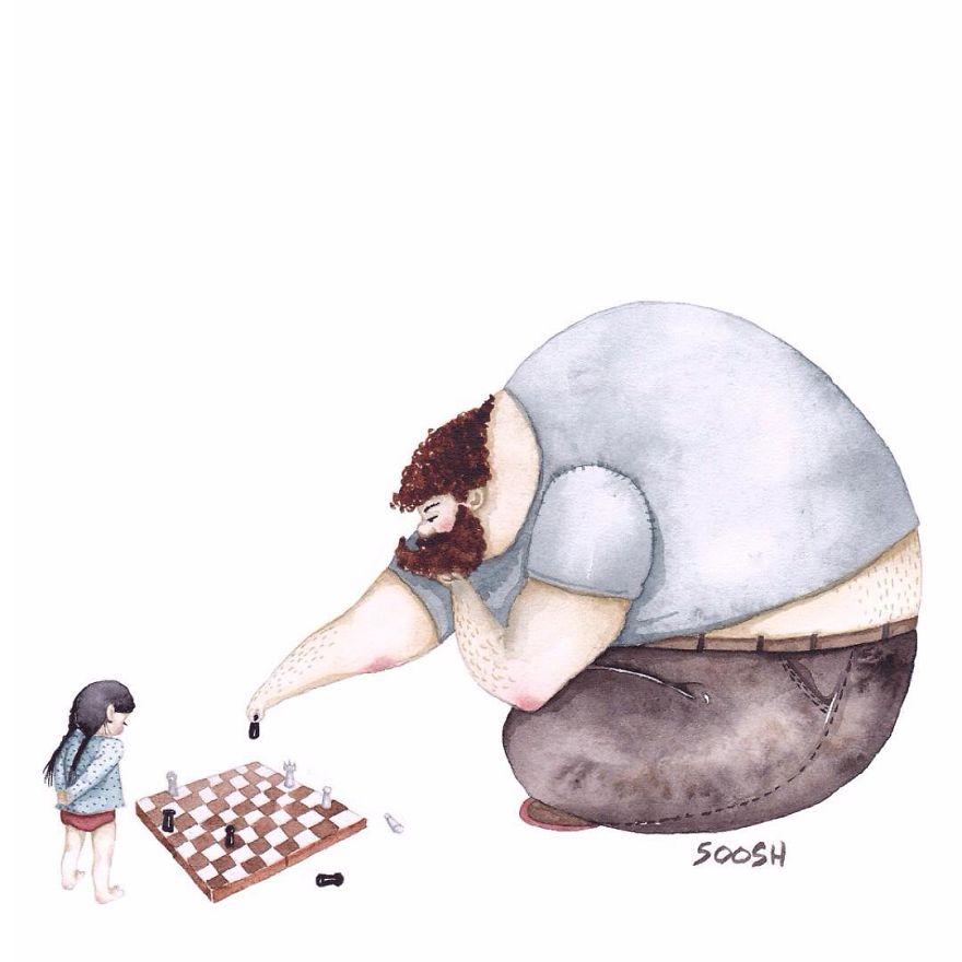 Ilustraciones de padres e hijas 