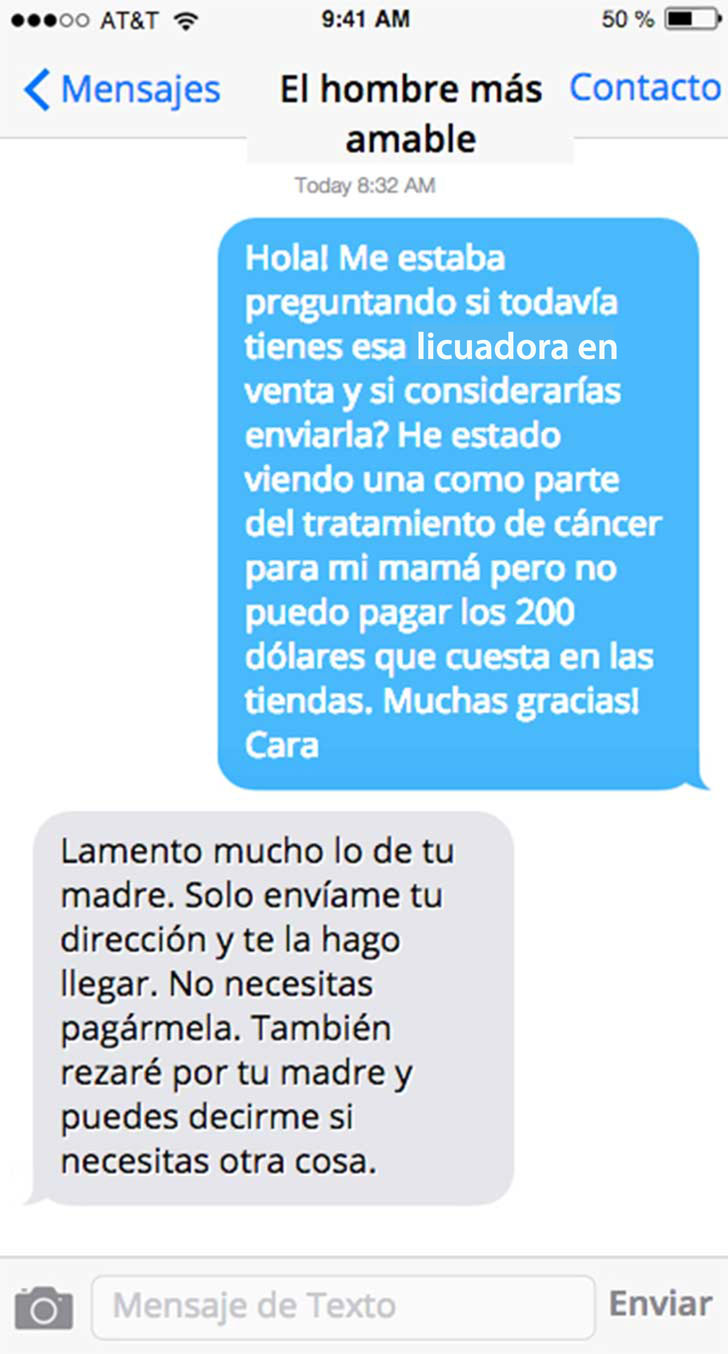 Licuadora de segunda mano y el hombre más amable