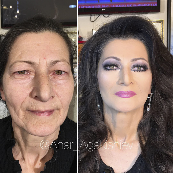 Maquillador rejuveneciendo a mujeres 