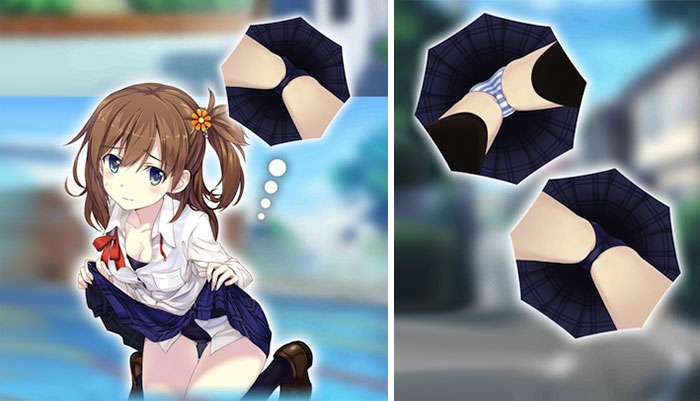 Paraguas japoneses imitando faldas por debajo