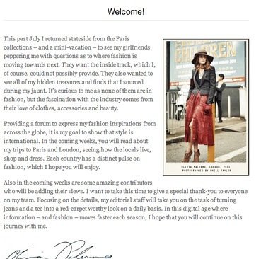 Hola soy Olivia Palermo y ahora soy bloguera