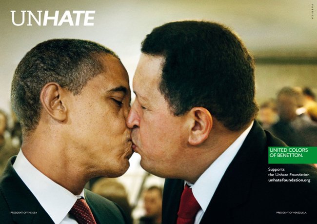 Barack Obama se besa con Hugo Chavez en la última campaña de Benetton