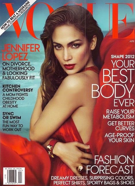 Jennifer Lopez en la portada de abril de Vogue USA