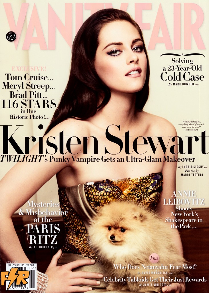 Tomad portada freak: Kristen Stewart con un pomerania en Vanity Fair 