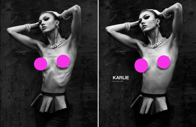 Karlie Kloss bajo el photoshop en la revista Numéro 