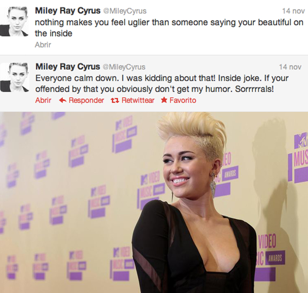 Miley Cyrus, la lia parda en twitter cuando habla de la belleza interior 