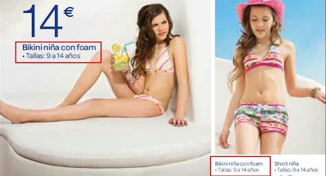 La FACUA pide a Carrefour que retire sus bikinis con relleno para niñas