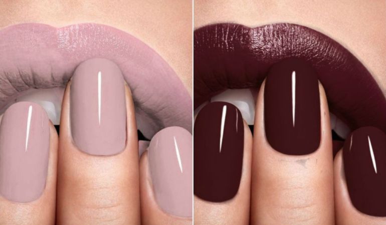 pintalabios y esmalte de dos colores truco