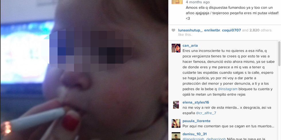 Presume en Instagram de que su hija de un año ya fuma