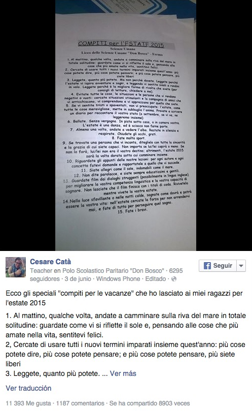 deberes de un profesor dan la vuelta al mundo