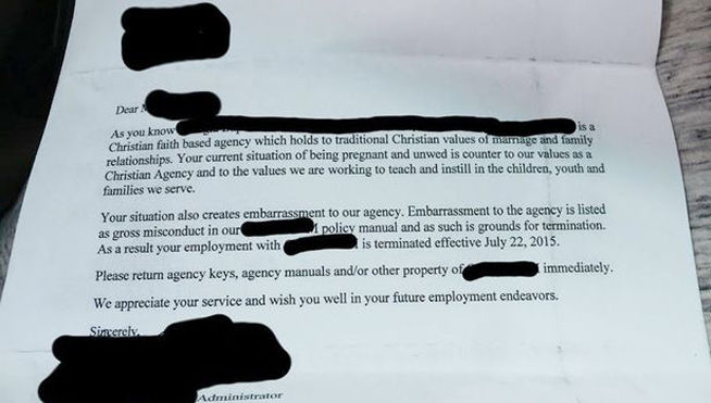 carta de despido a una embarazada