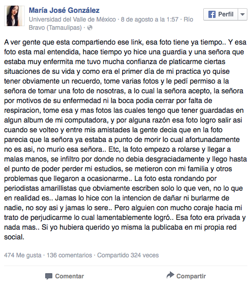 selfie con paciente moribunda