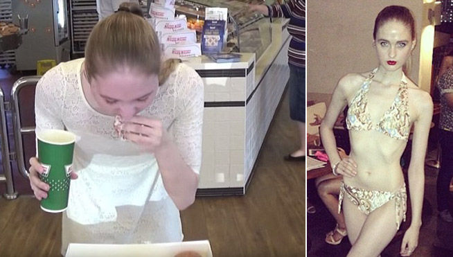 modelo come doce donuts en noventa segundos