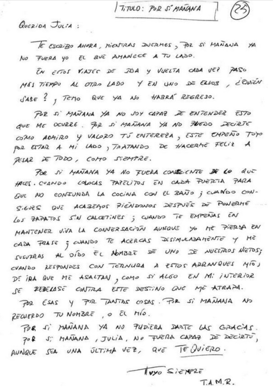 carta de un enfermo de Alzheimer