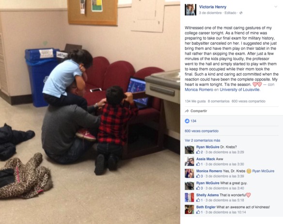 profesor cuidando hijos alumna