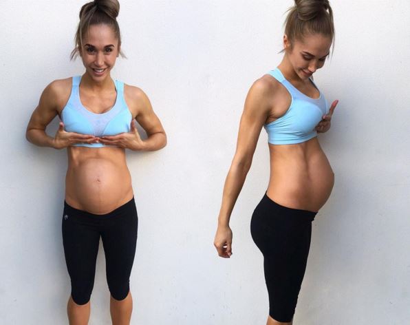 entrenadora de fitness embarazada