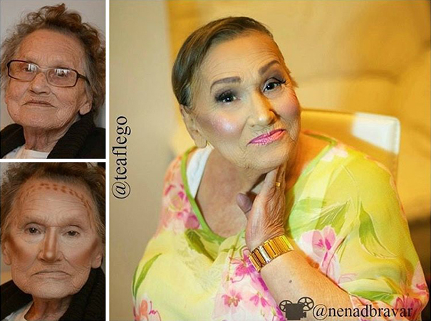 abuela de 80 años maquillada
