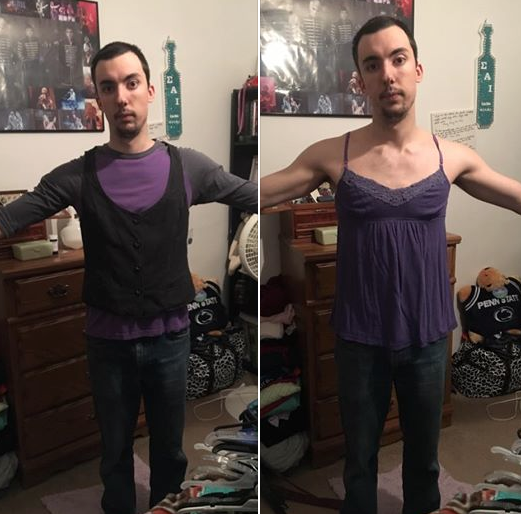 chico se probo ropa xl de chica