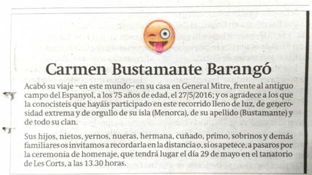 Se publica la primera esquela con emoticono