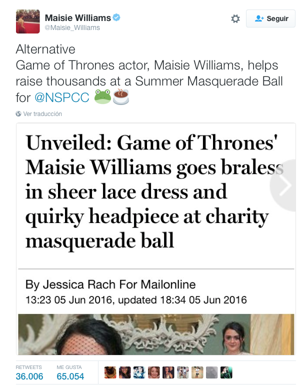 MAISIE WILLIAMS TITULAR SEXISTA