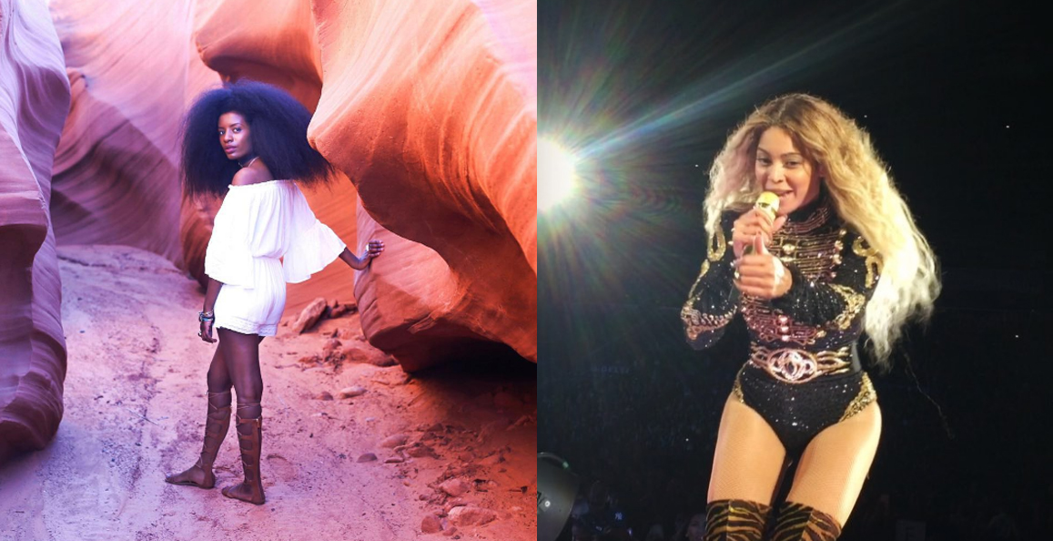 beyonce concierto chica pelo afro