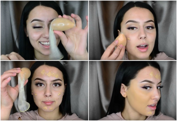 Esta bloguera muestra cómo se maquilla utilizando un condón