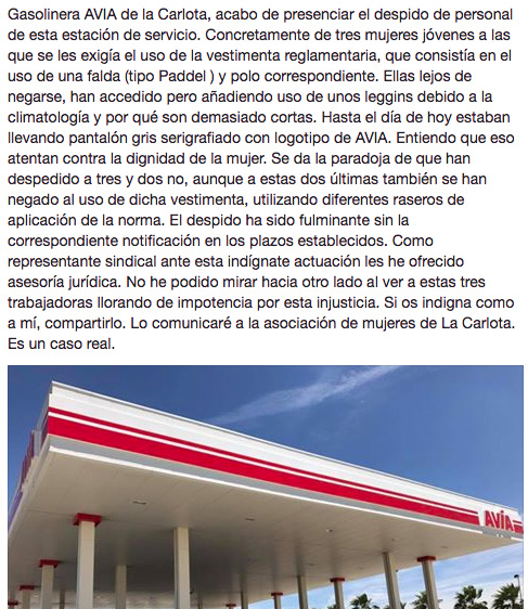 despedidas por no llevar minifalda